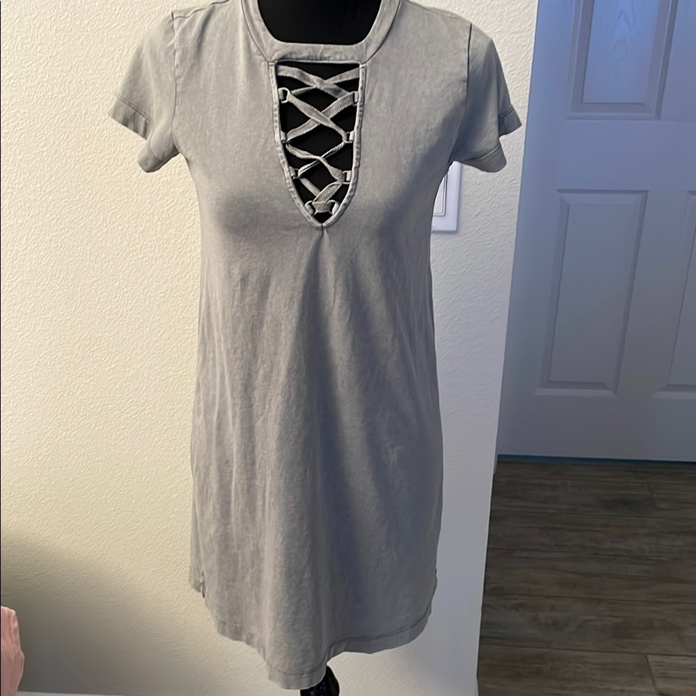 American Eagle Outfitters dress Gray/green Lace-Up T-Shirt
